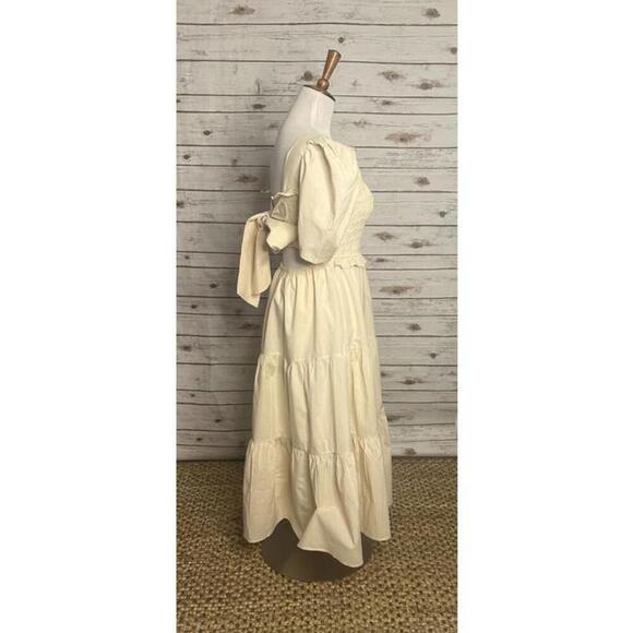 The Post cream fairycore cottagecore cotton mulit-tiered maxi dress Size Small - Picture 5 of 10